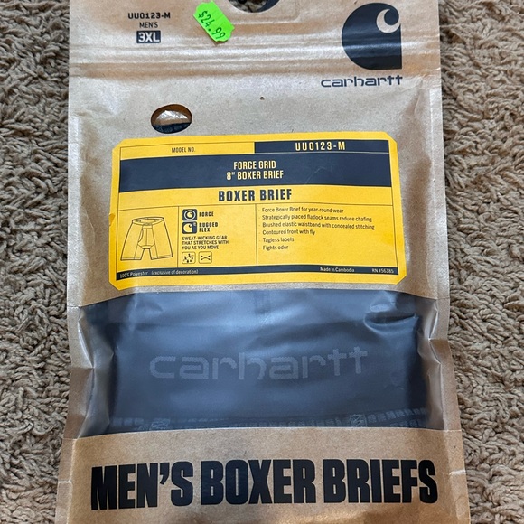 CARHARTT Men's Boxer Briefs Size 3XL Cotton Blend 8" Navy Grid Tagless OOU-123M - Picture 1 of 3